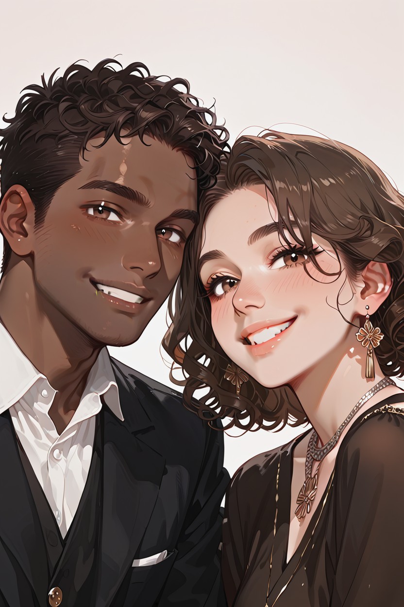 High Resolution, 2 People, Dark Brown Skin AI Gay Porn