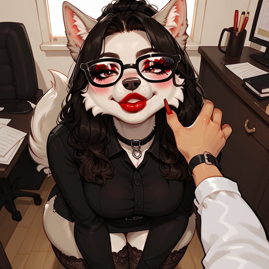 Slightly Podgy, Detailed Faced, Red Lipstick Pornografia peluda com IA