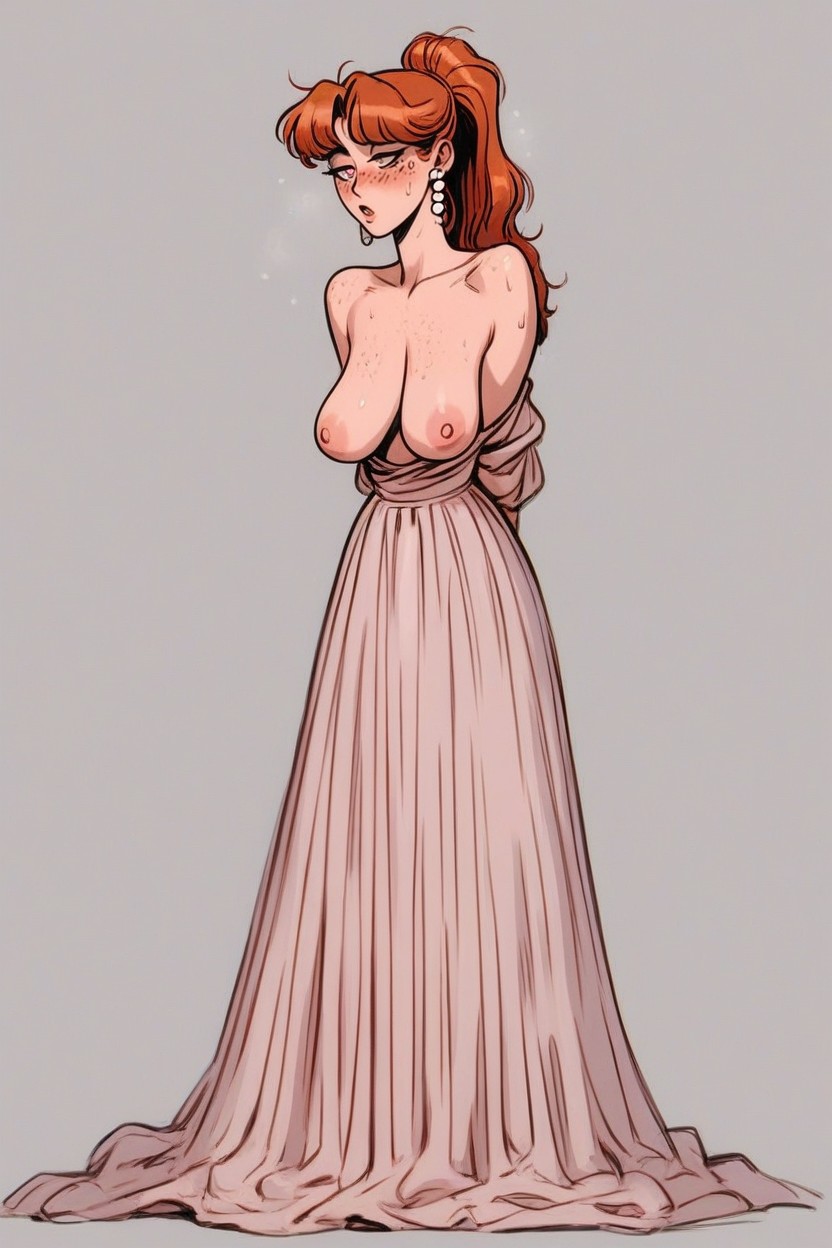 Standing Straight, Breasts Larger Than Head, Nipples AI Porn