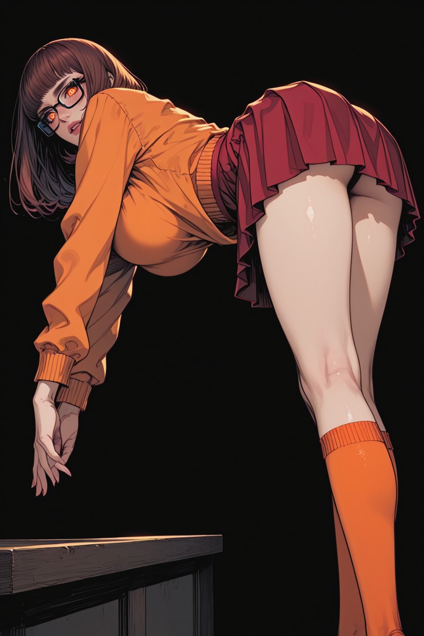 Massive Breast, Blushing, Red Skirt Hentai AI Porn