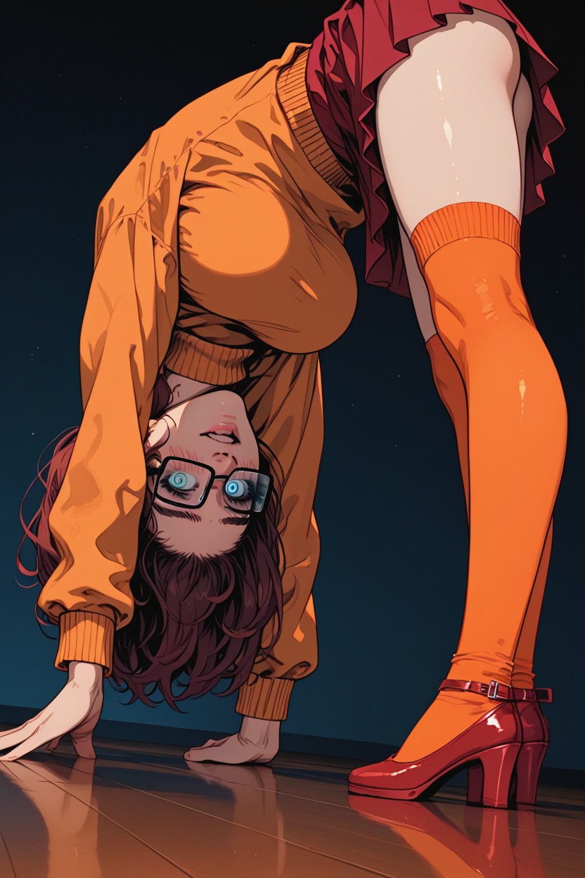 Coloured, Detailed Face, Red Skirt Hentai AI Porn