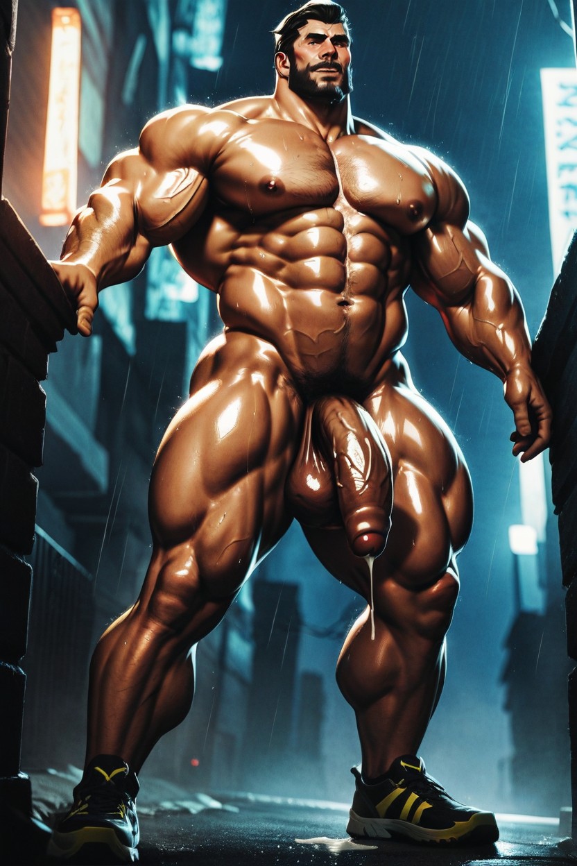 Sideburns Connects To Beard, Vascular, Huge Pecs AI Gay Porn
