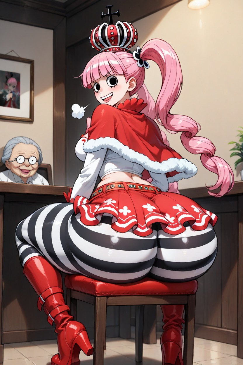 Sitting Down, Extremely Large Ass, Bare Waist AI Porn