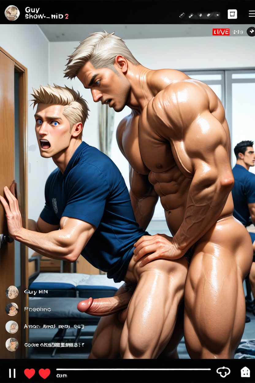 Dorm Room, Platinum Blond Jock, Hdr AI Gay Porn