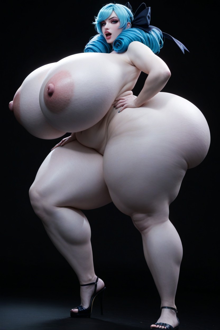 Ghostly Pale Skin, Hyper Colossal Thighs, K-pop Idol AI Porn