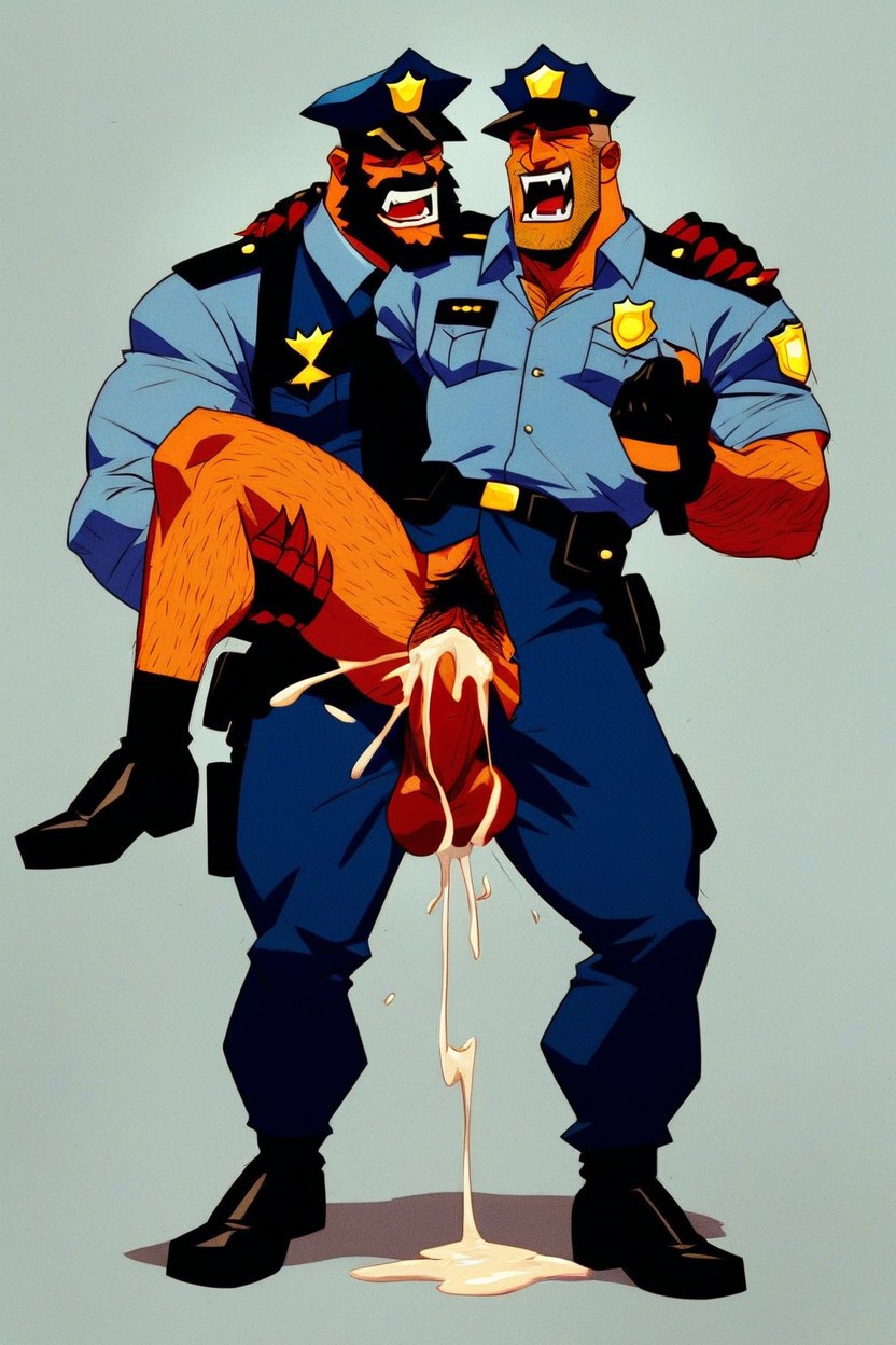 Policemen, Orgasm, With Cunt AI Gay Porn