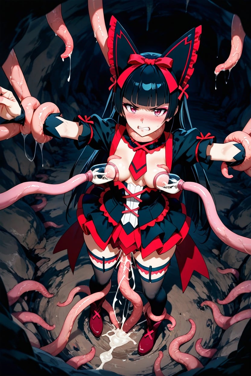Goth, Tentacles Around Belly, Perfect Body Hentai AI Porn