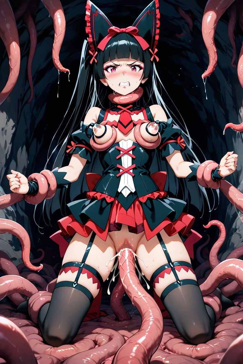 Thighs, Hands And Feet Bound By Tentacles, Double Penetration Hentai AI Porn