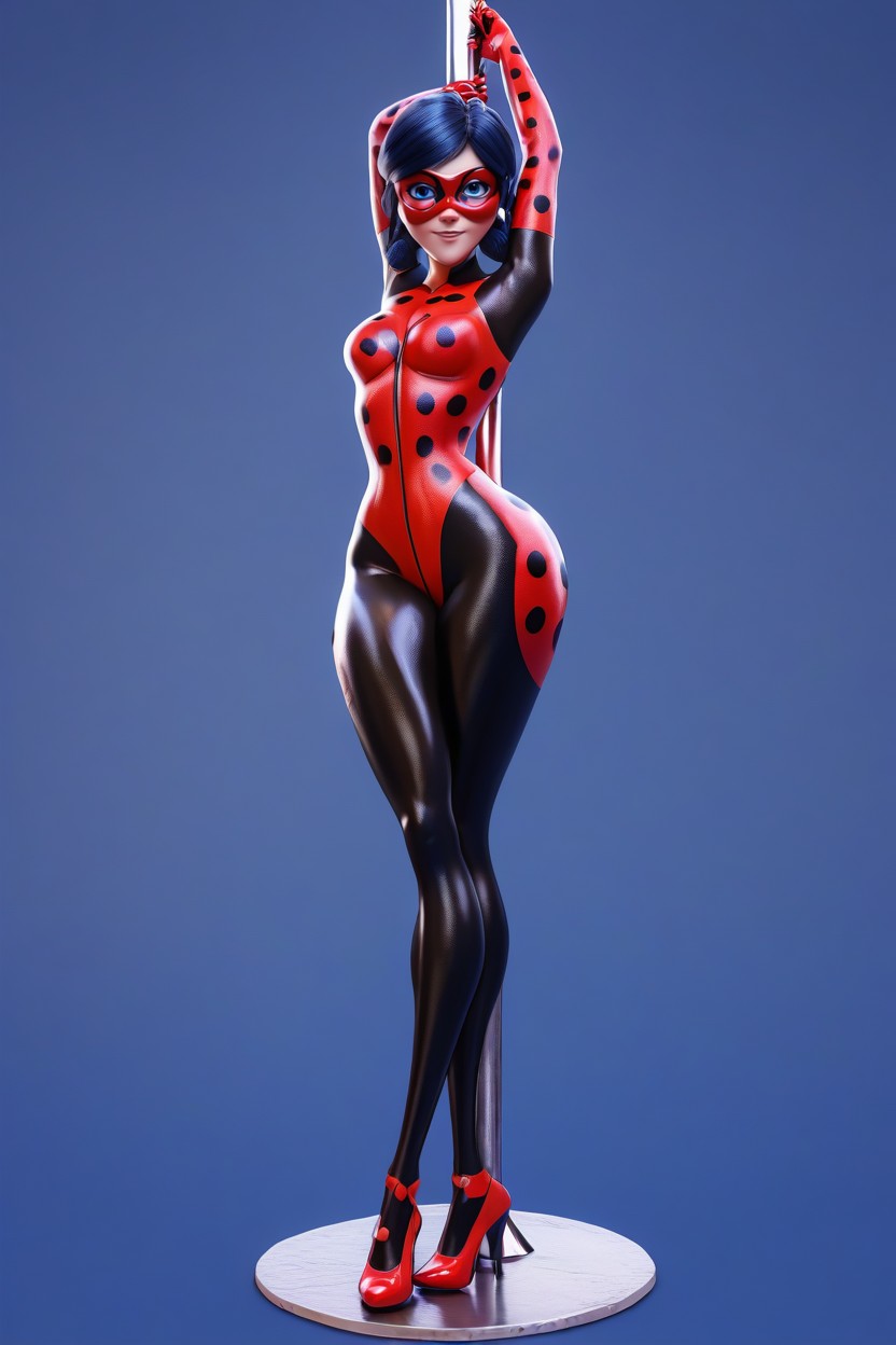 Dark Black Hair, No Skin Showing, Pole Dancing AI Porn