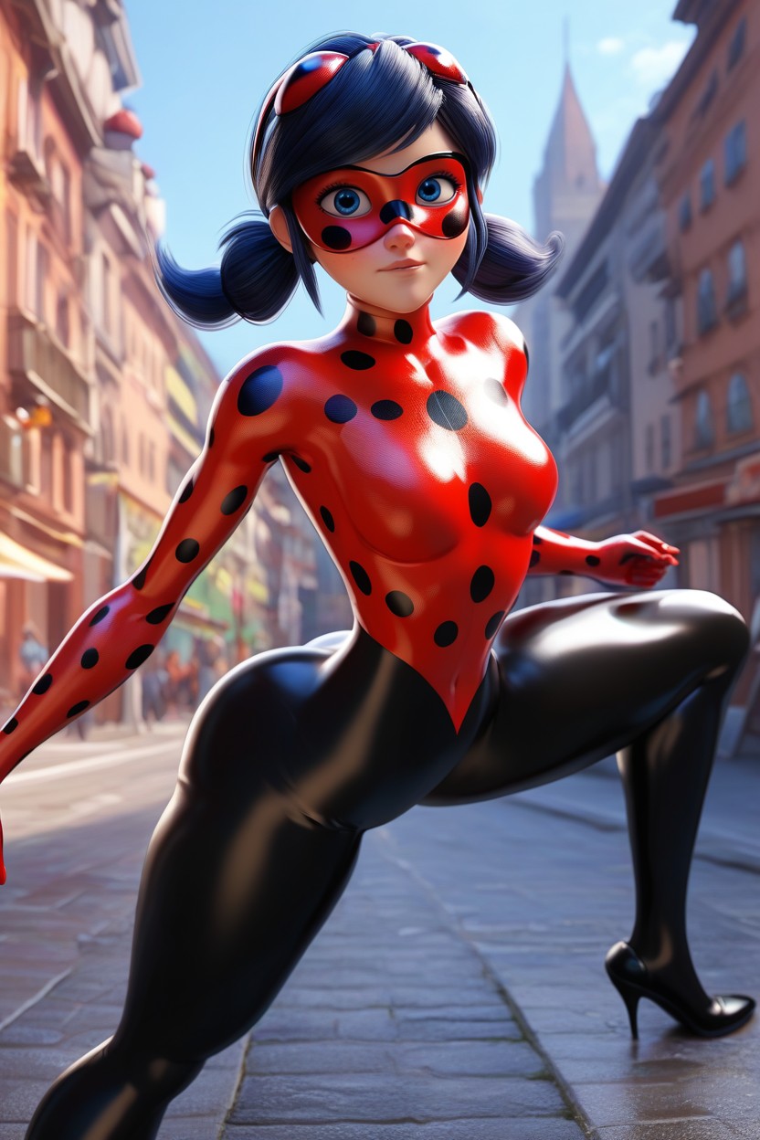 No Skin Showing, Detailed Huge Blue Eyes, In Paris AI Porn