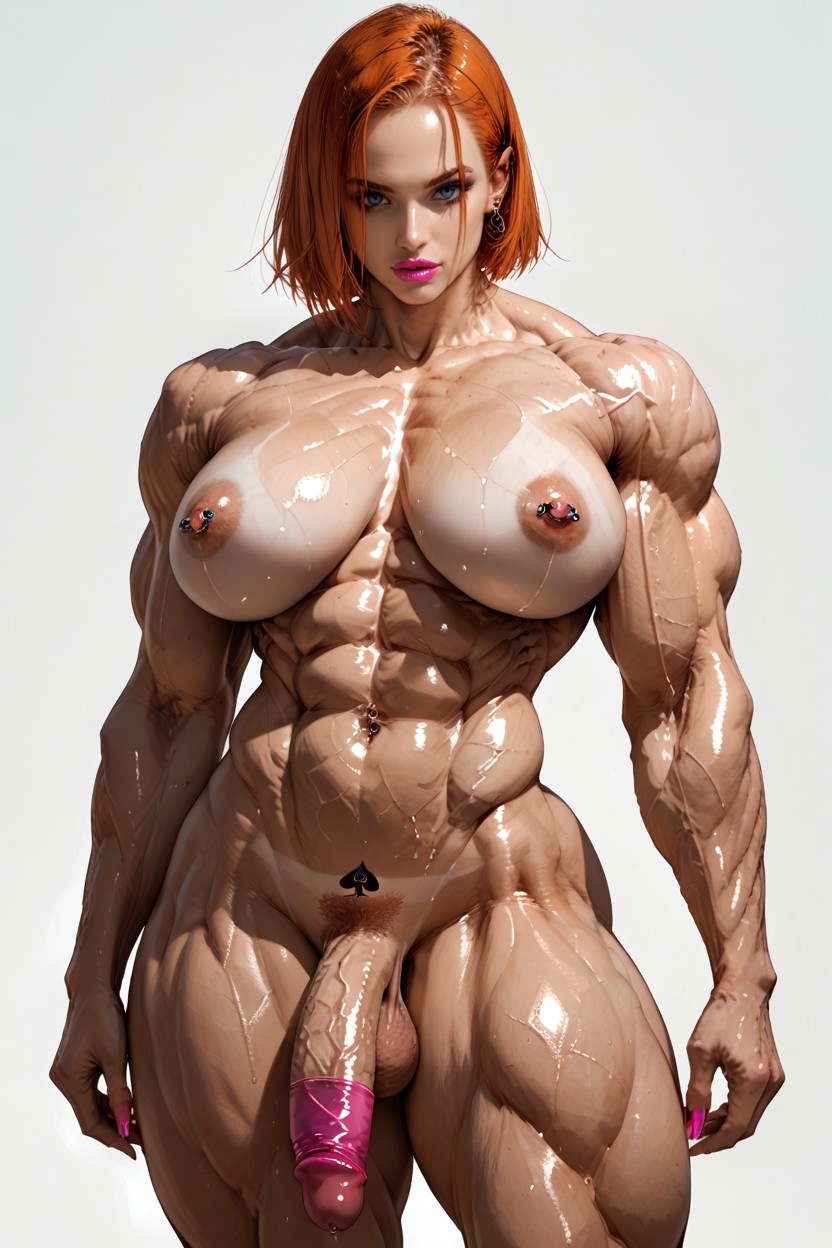 Muscular Legs, Massive Muscles, Nipple Piercing Shemale AI Porn