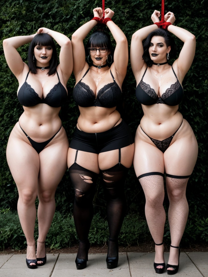 Thick, Giant Saggy Breasts, Black Eyeliner AI Porn