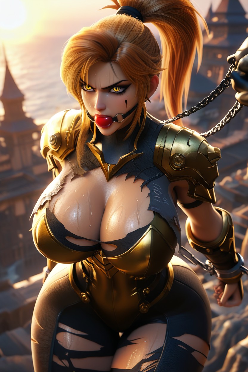 Ponytail, Dark Brown Skin, Sweaty AI Porn