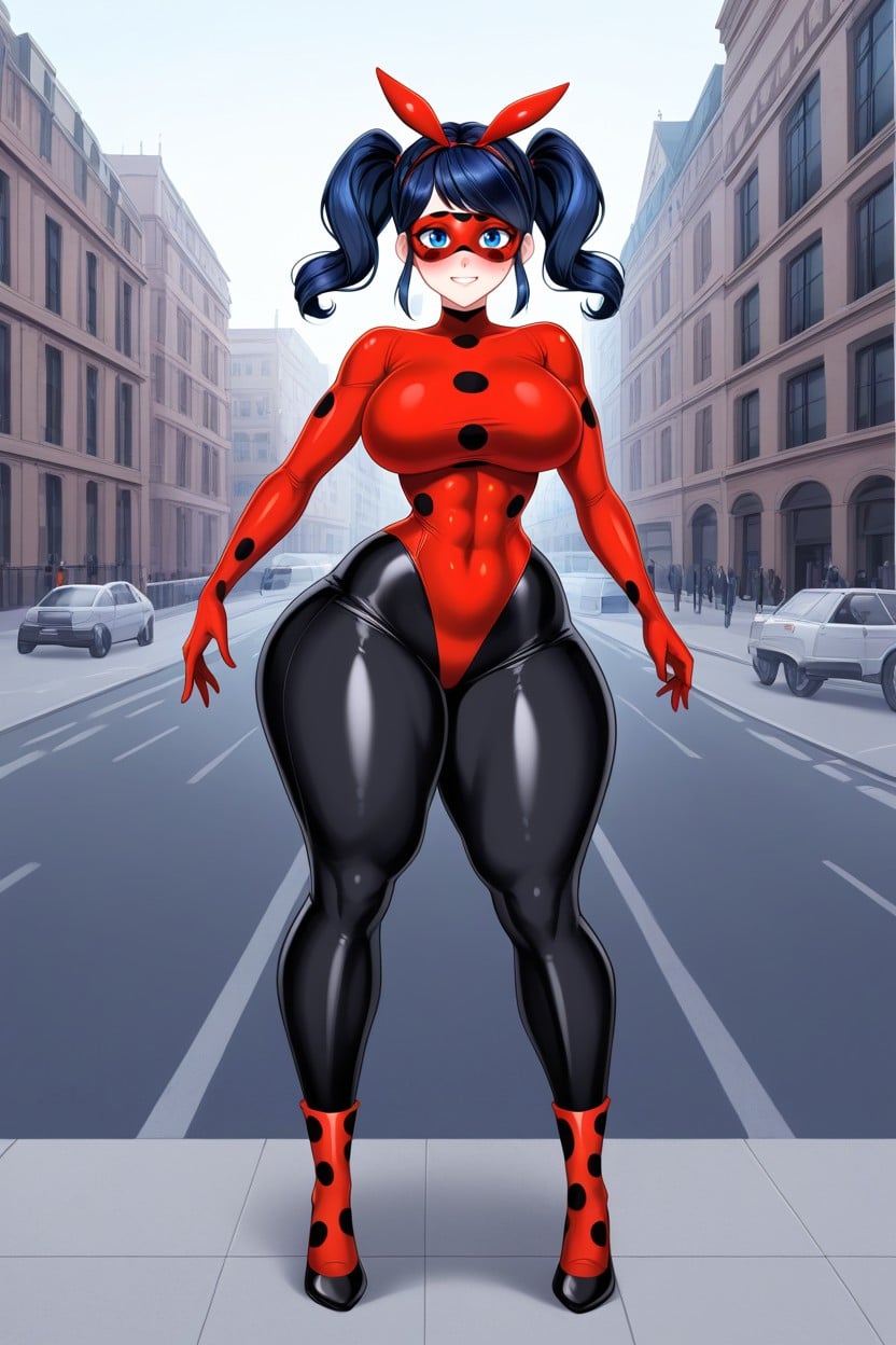 Wearing Miraculous Ladybug Eyemask, Full Body Miraculous Ladybug Outfit, Fit Body AI Porn