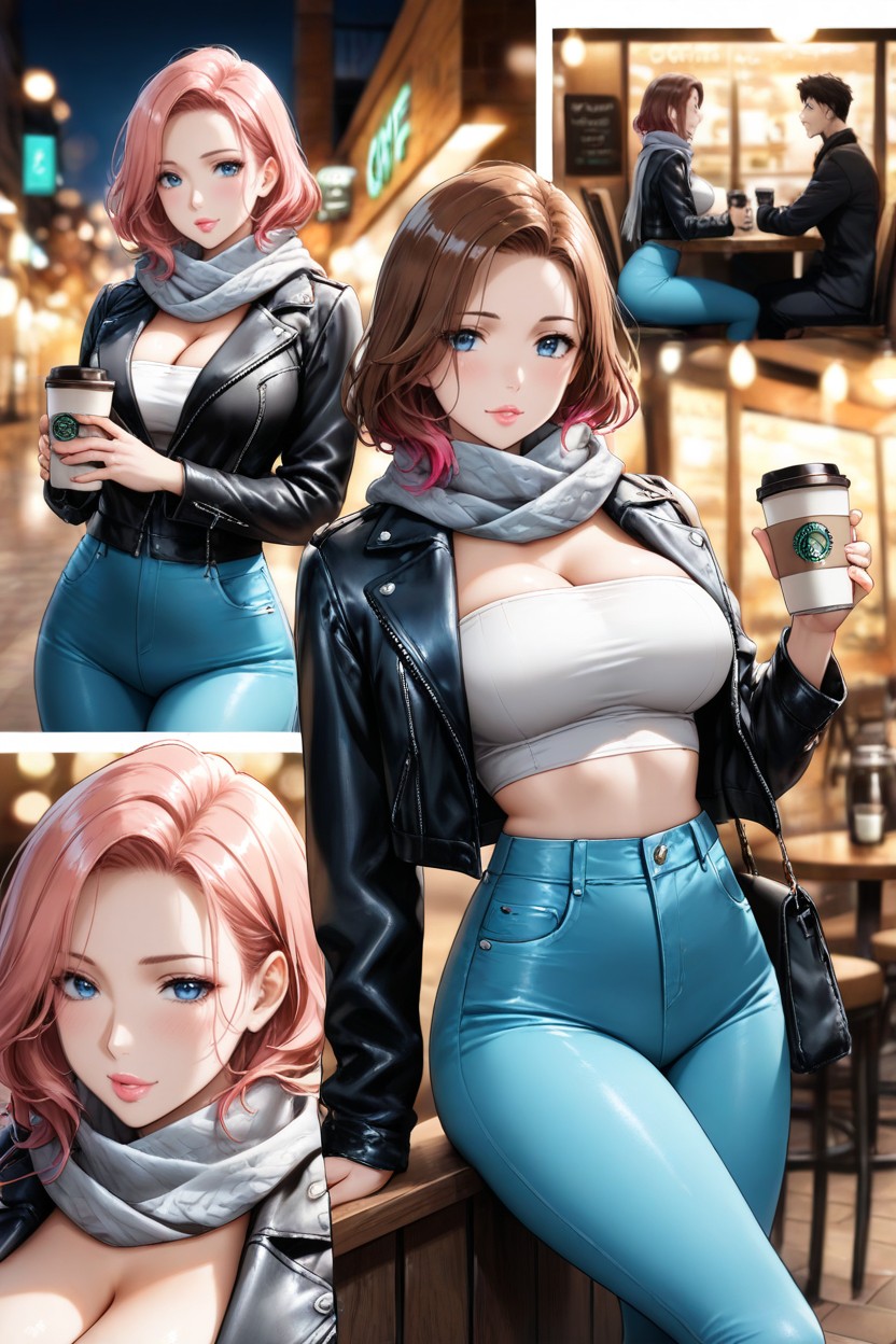 Action Shot, Large Breasts, Scarf Hentai AI Porn