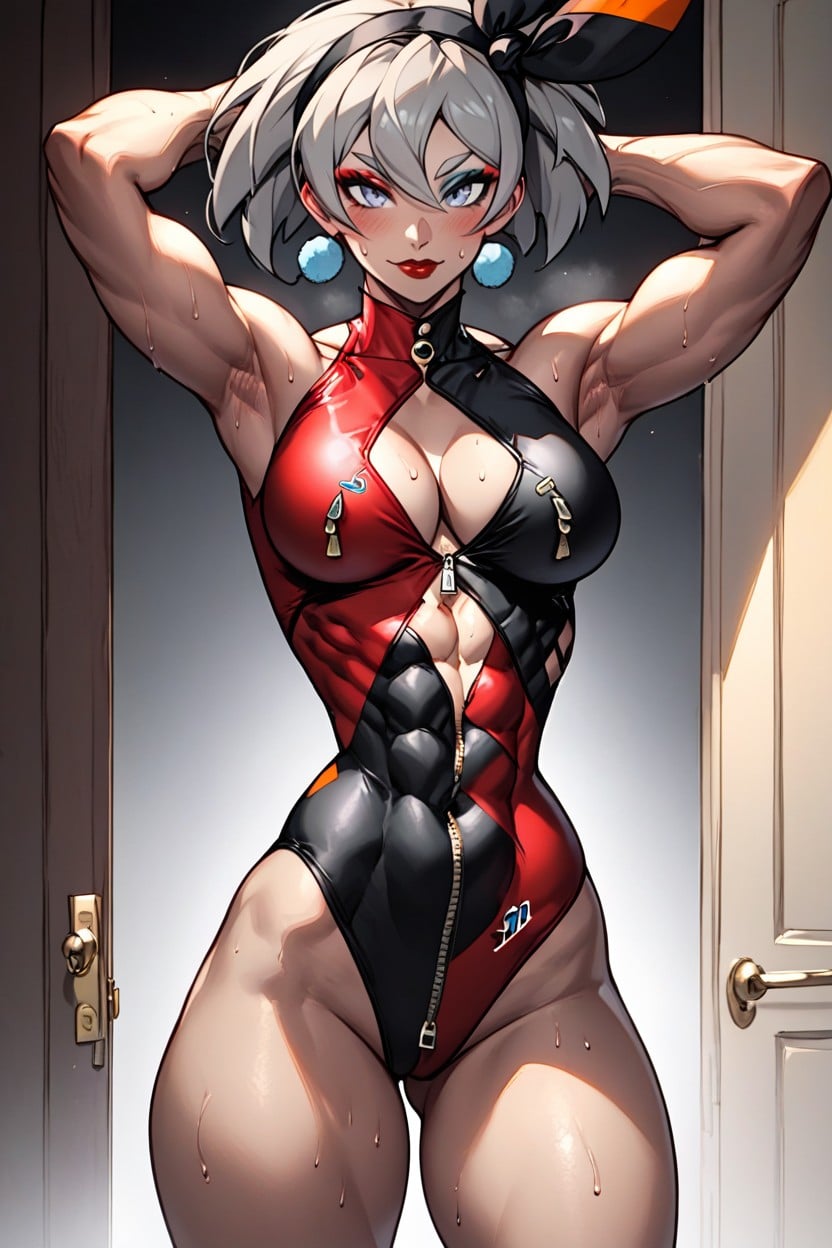 Hazel Eyes, Arms Above Head, Curvy Body Hentai AI Porn