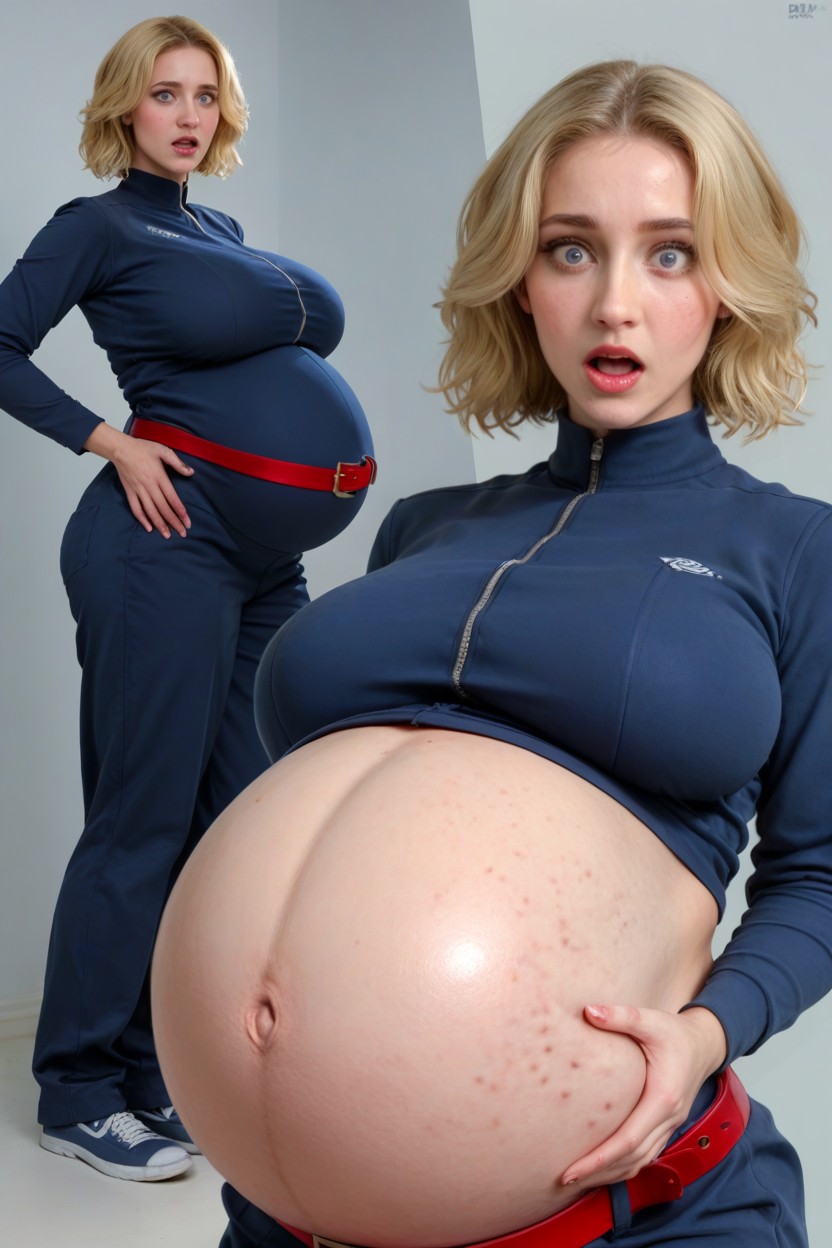 Woman With Surprised Facial Expression, Hdr, Massive Gigantic Hyper Pregnant AI Porn