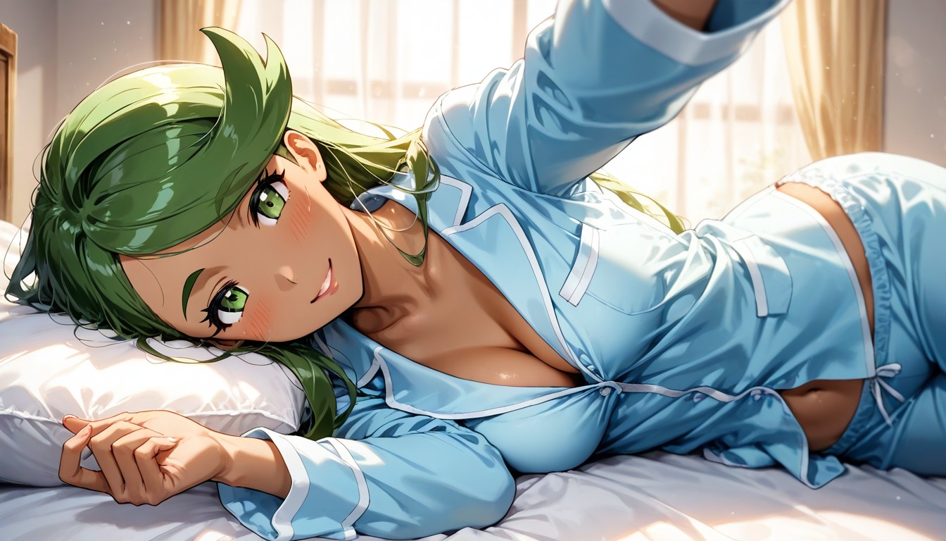 Lying On The Bed Together, Small Breasts, Detailed Face Hentai AI Porn