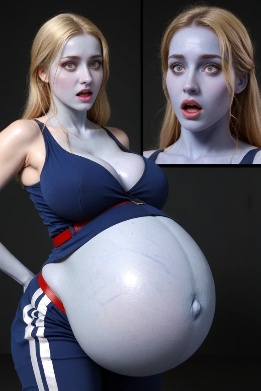 Beautiful, Red Belt About To Pop Open Across Her Belly, Super Model AI Porn