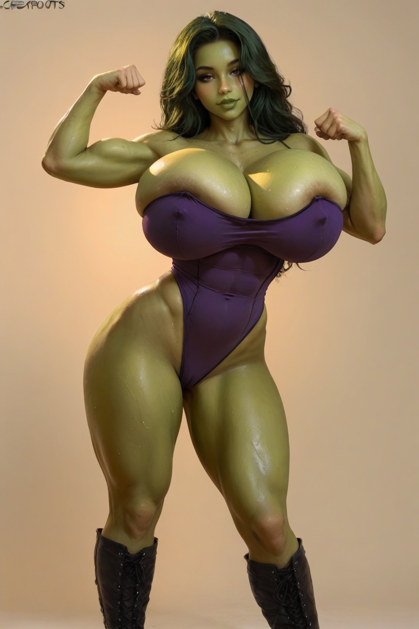 Perky Breast, Back Light, Extremely Muscular AI Porn