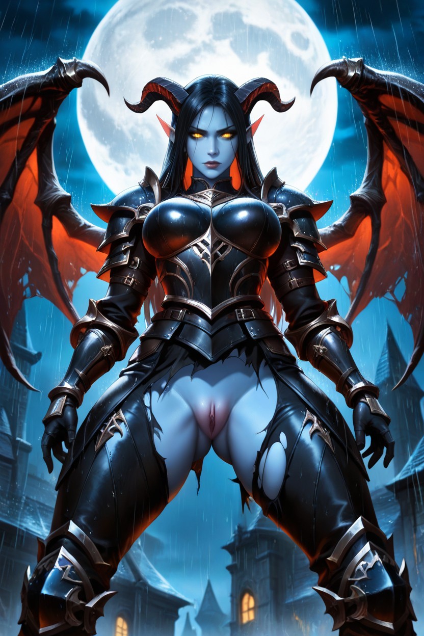 Close-up Pussy, Eyes Half Closed, Moonlight AI Porn