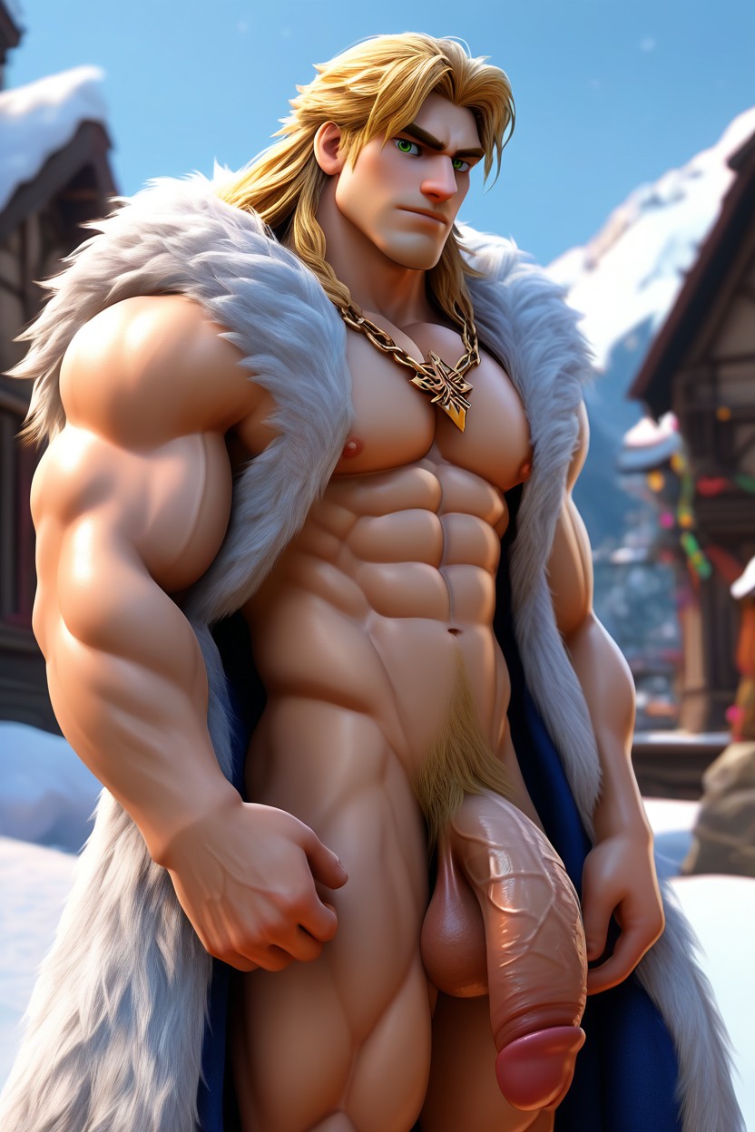 Blonde, Green Eyes, Thick Body AI Gay Porn