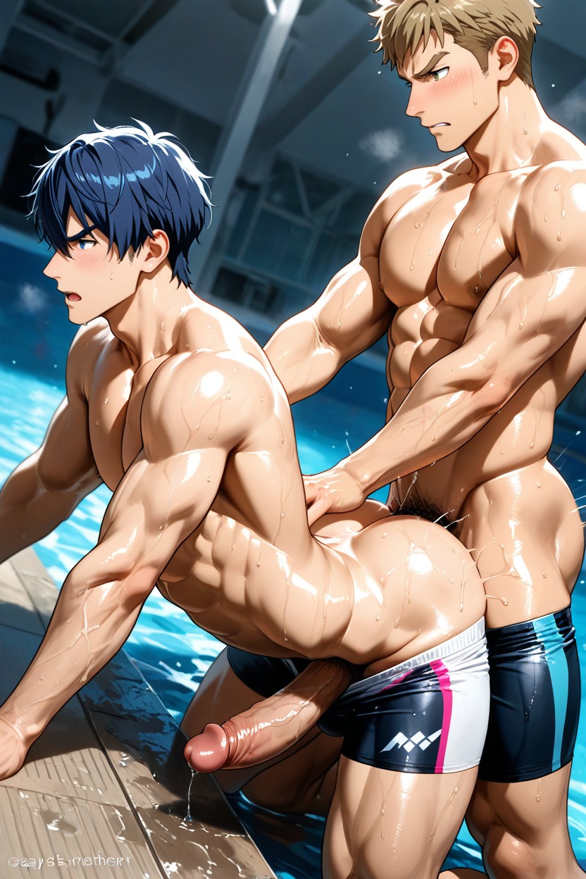 Face, Male Speedos Pulled Down, Swimmers AI Gay Porn