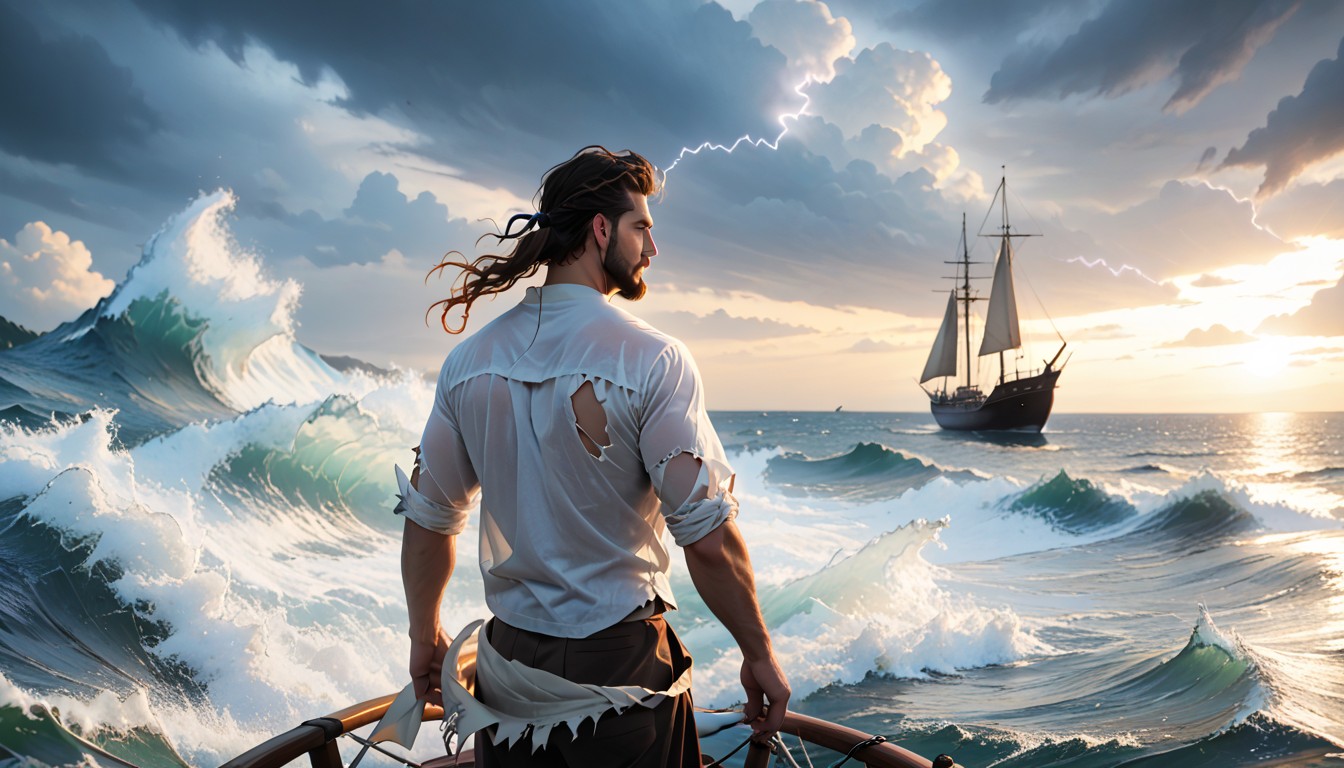 Realistic, Rough Sea, Back Light AI Porn