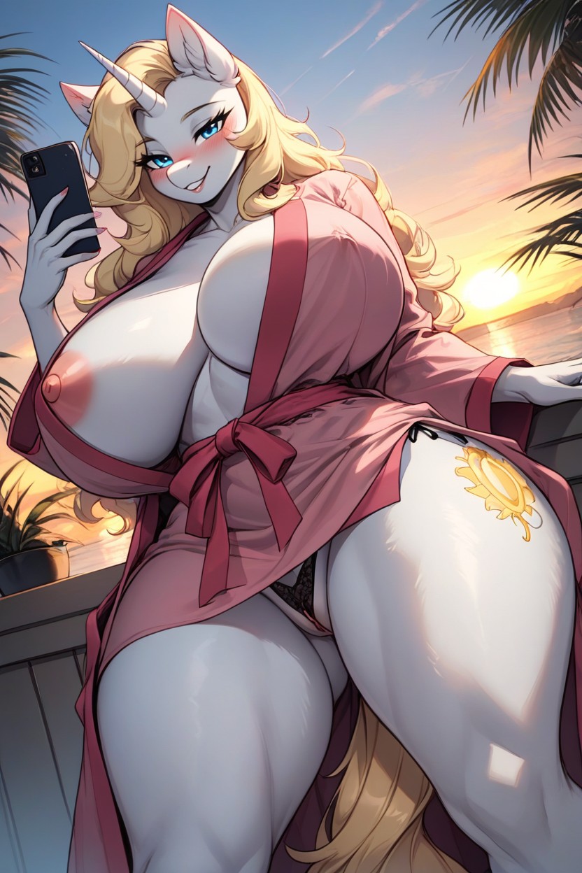 Blonde Hair, Looking Away, Balcony Furry AI Porn
