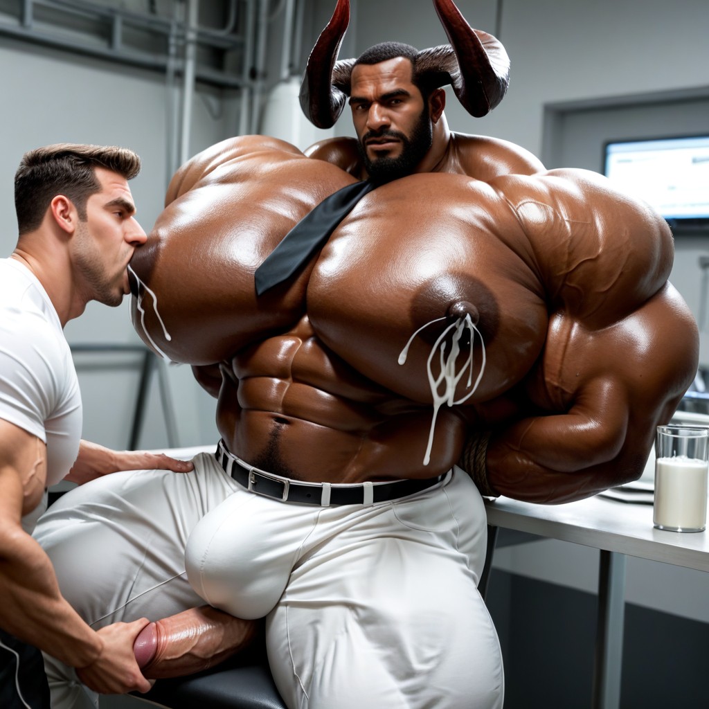 Athletic Man, Hyper Boobs, Massive Muscles AI Gay Porn