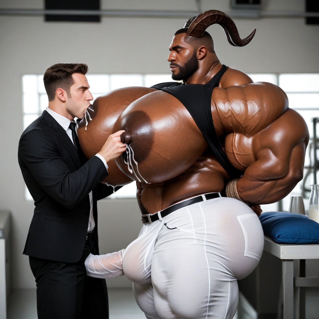 Black Skin, Athletic Man, Squeezing Nipple AI Gay Porn