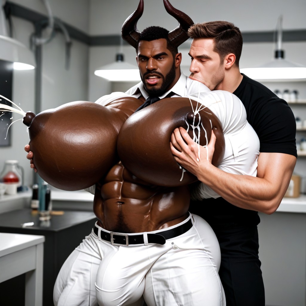 Pinching Nipples, Huge Arms, Milk Man Suit AI Gay Porn
