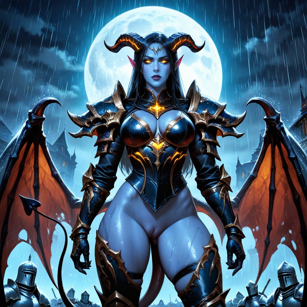 Blue Skin, Black Plain Background, Thick Thighs AI Porn