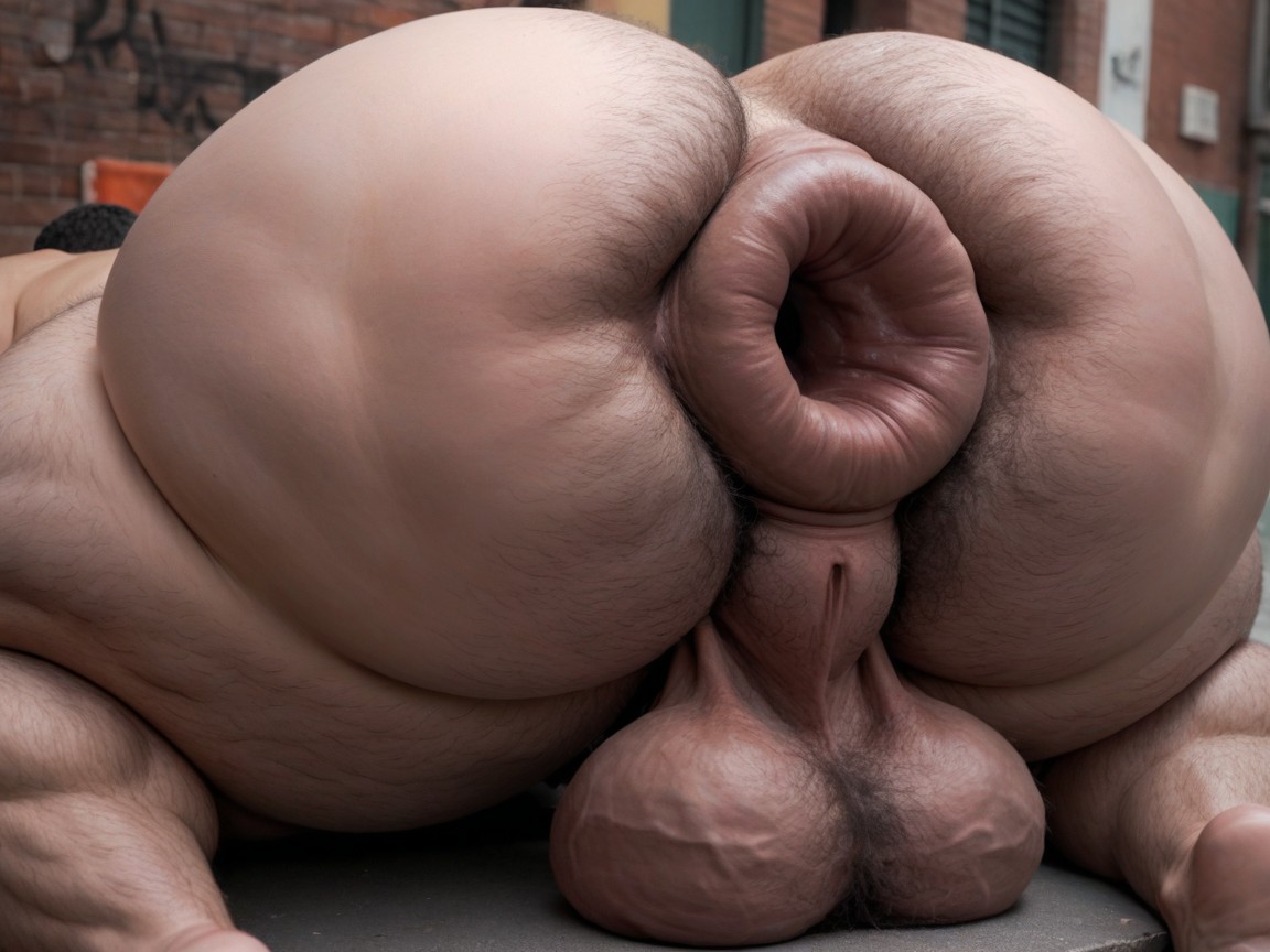 Close Up, Spreading Legs, Alley AI Gay Porn