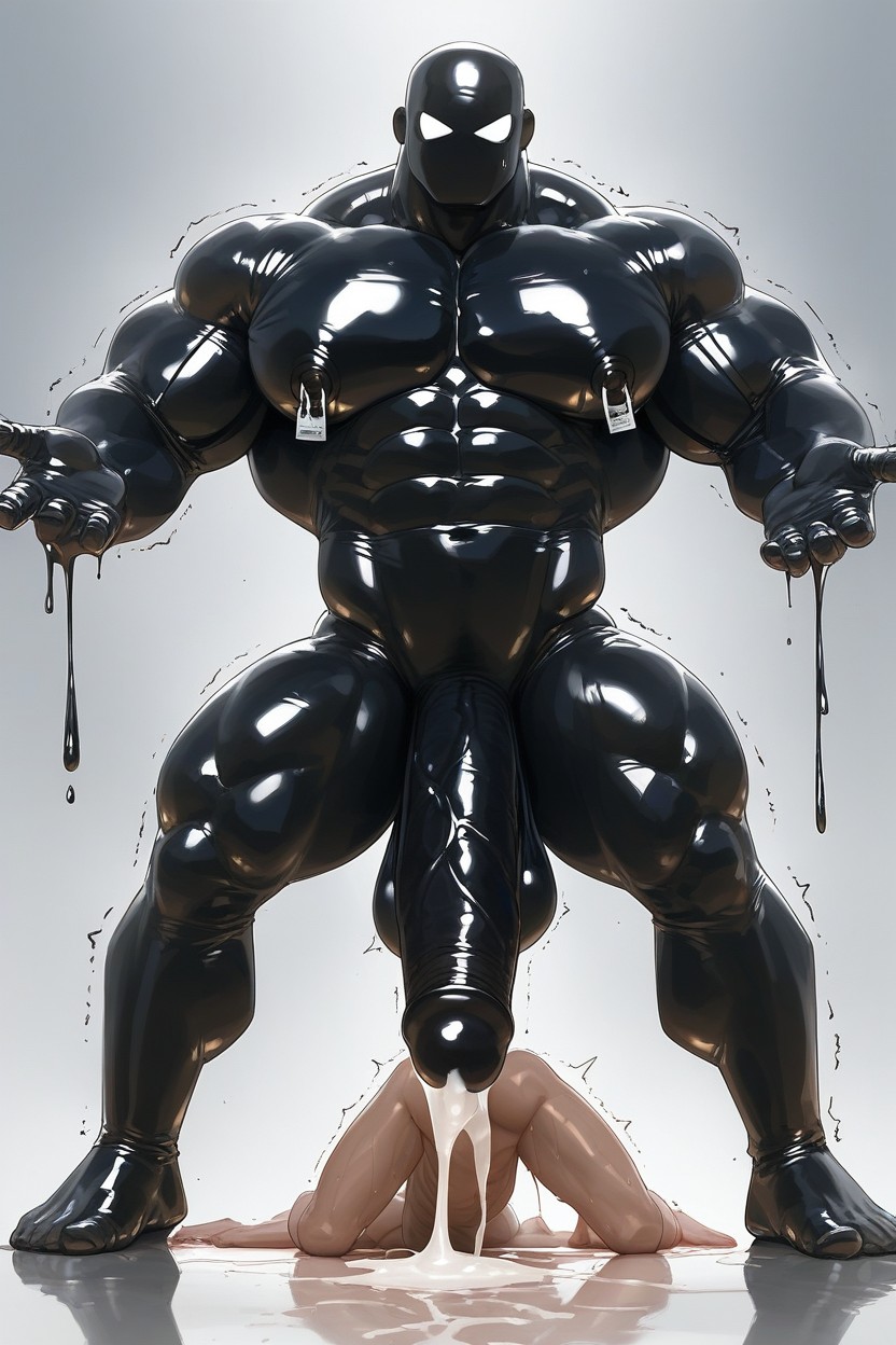 Soft Chest, The Ground Is White Liquid Latex Sea, Smooth Groin AI Gay Porn