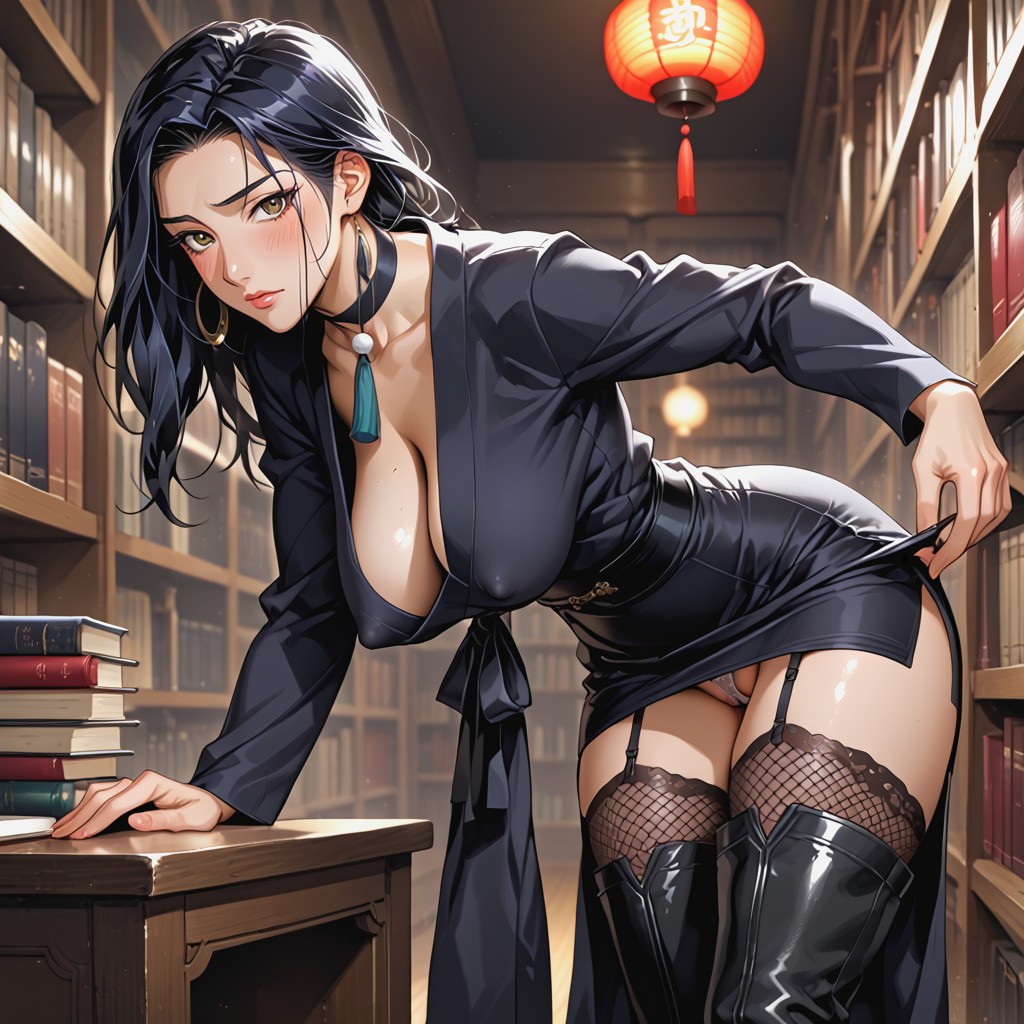 At Night Time, 25+, Library AI Porn