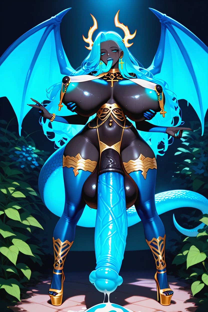 Full Package Futanari, Huge Blue Egg In Ass, Grabbing Breasts Shemale AI Porn