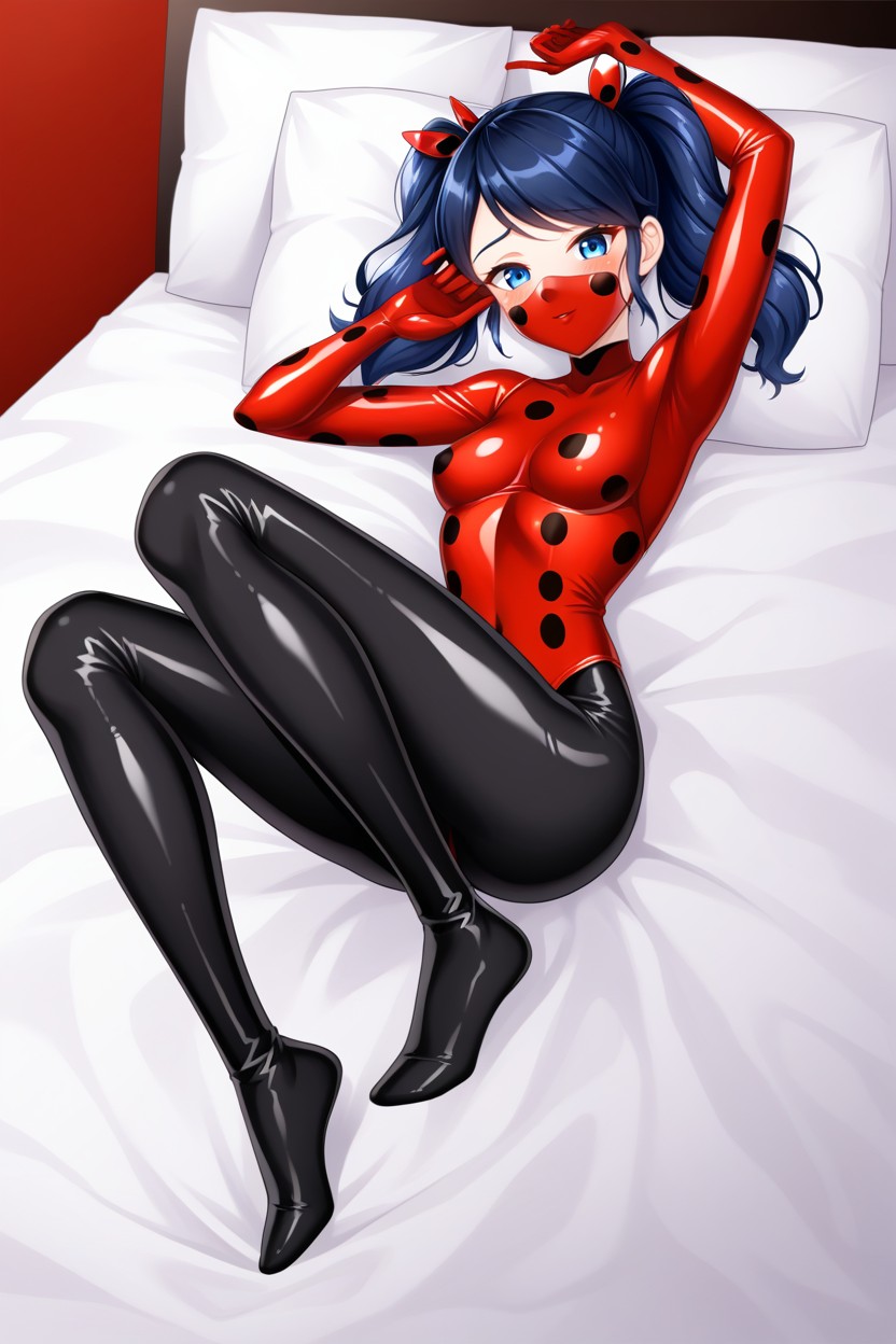 Shy, Shiny Red Latex Face, Kiddiegal AI Porn