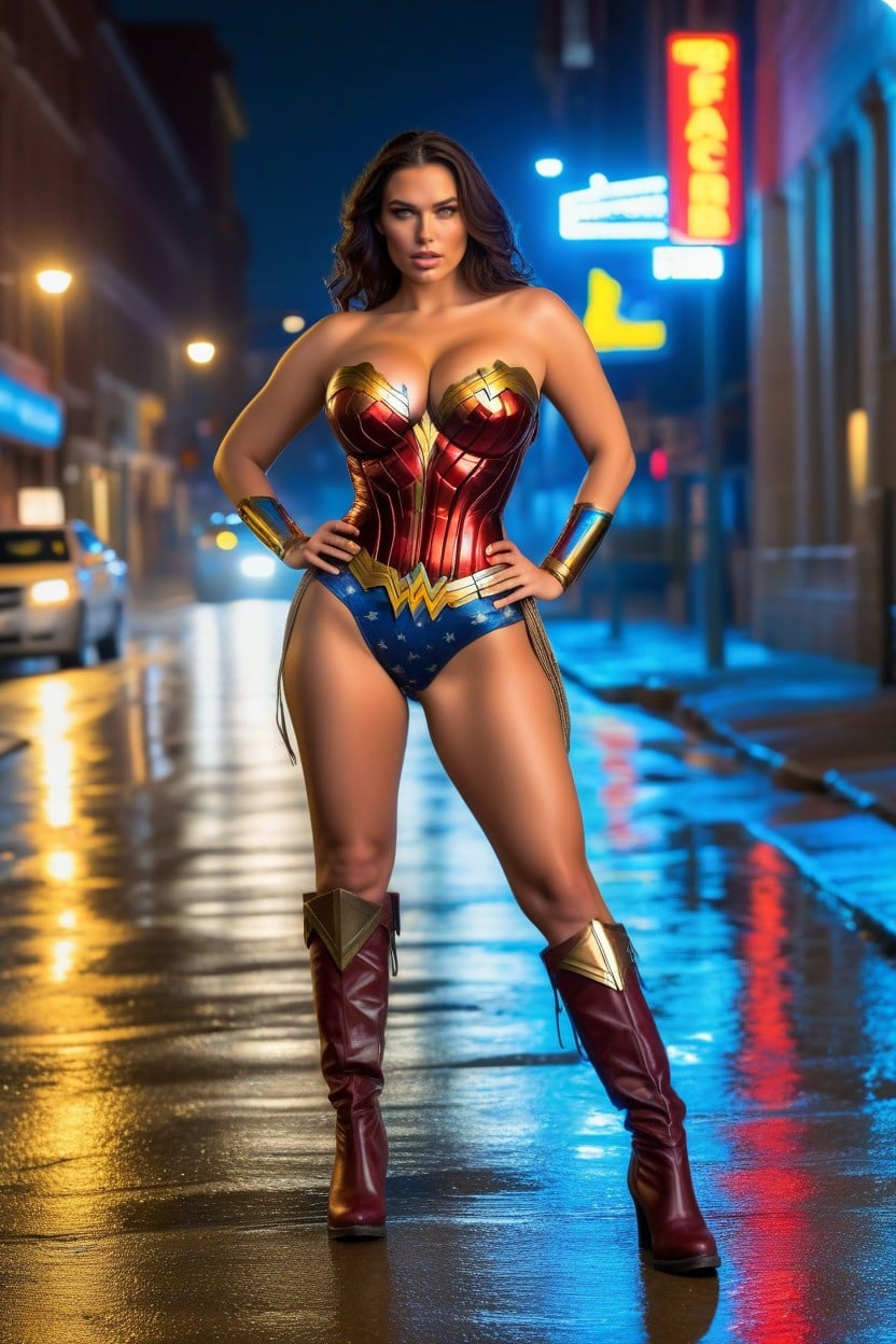 Flowing Dark Hair Catching Ambient Light, Polished And Reflective Armor Textures, Left Hip Cocked AI Porn
