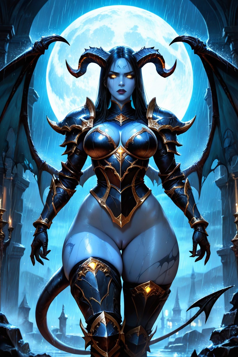 Night, Torn Clothes, Blue Skin AI Porn