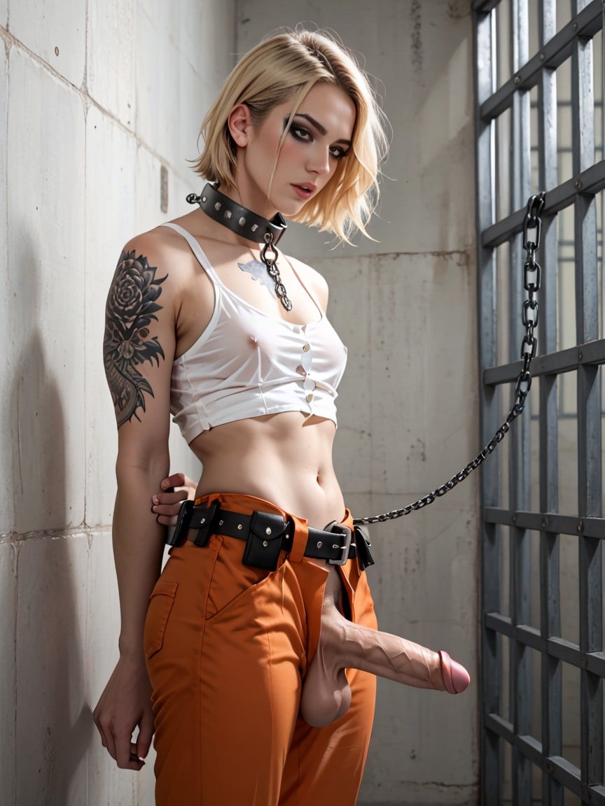 Navel Exposed, Low Hanging Testicles, Exposed Cock Porno IA transsexuelle