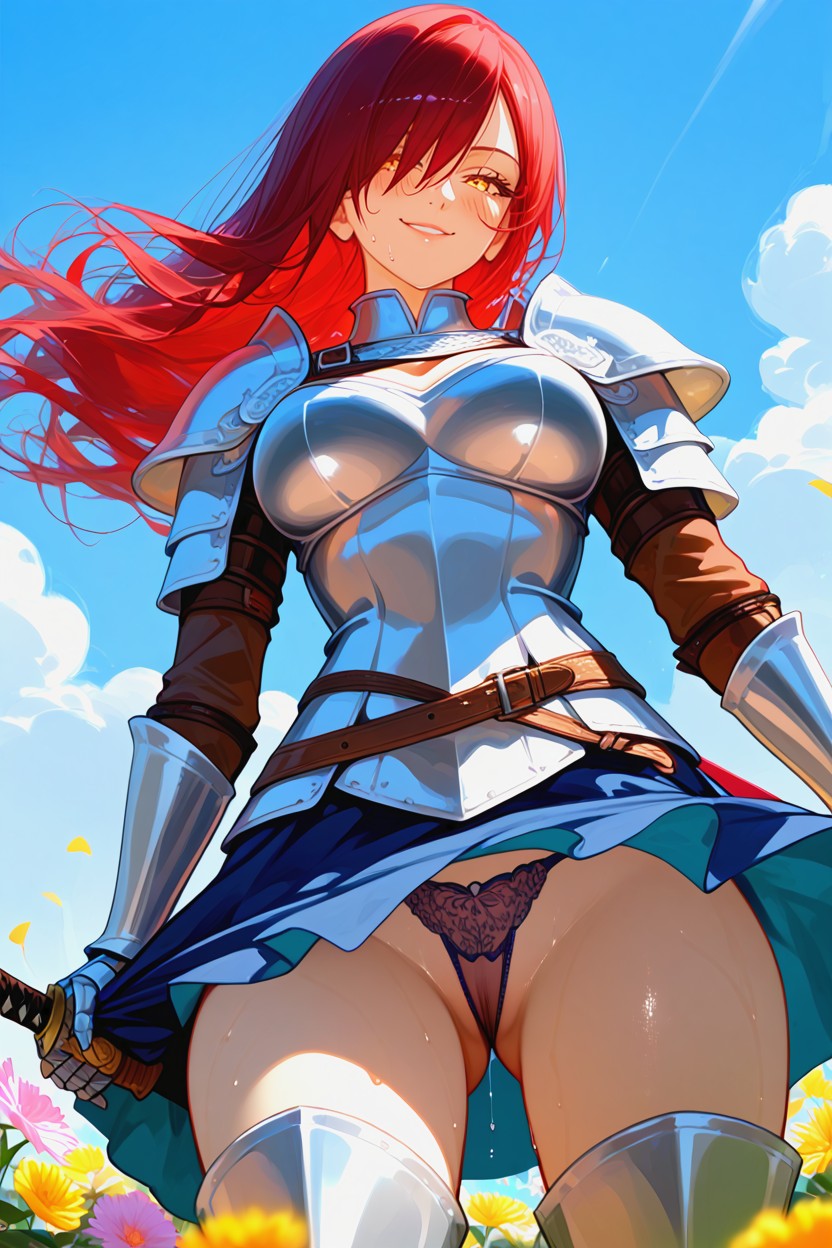 Happy, Large Natural Breasts, Armor Hentai AI Porn