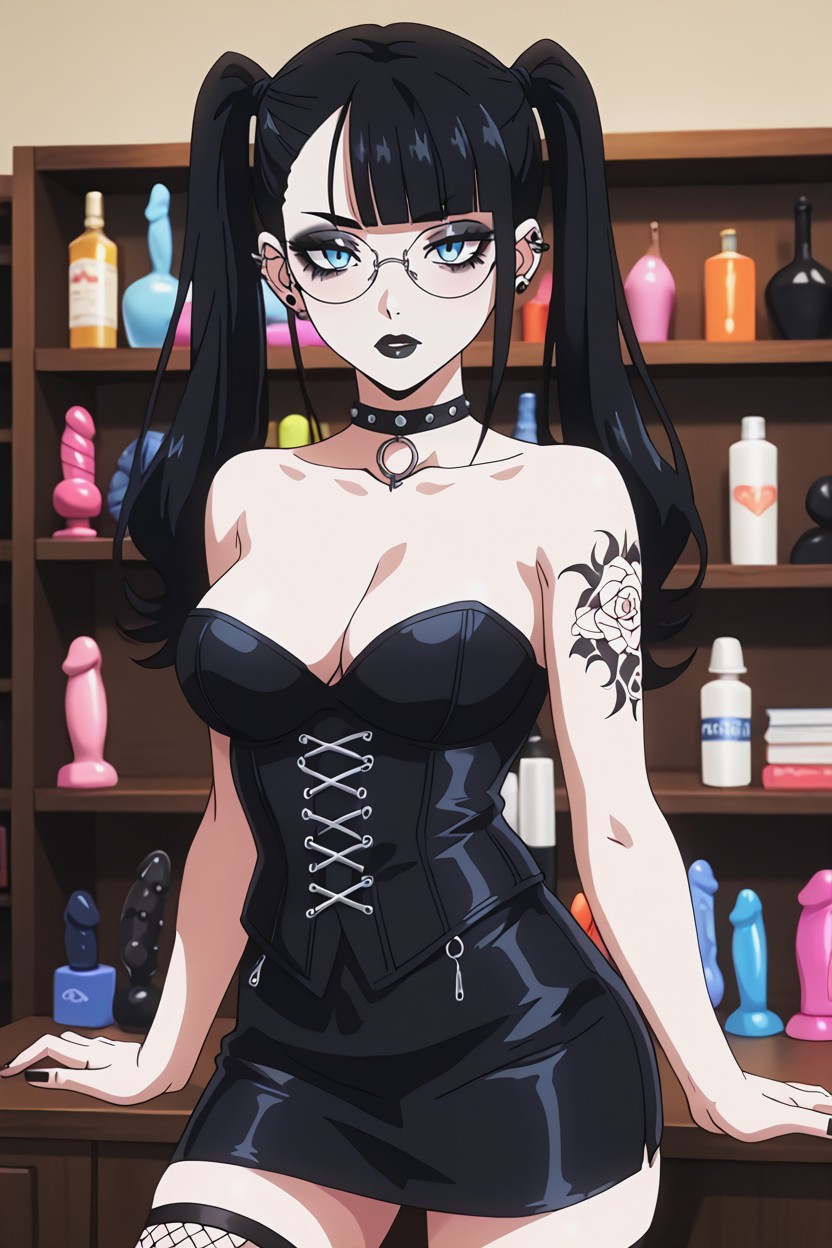 Circle Glasses, Piercings, 18+ Hentai AI Porn