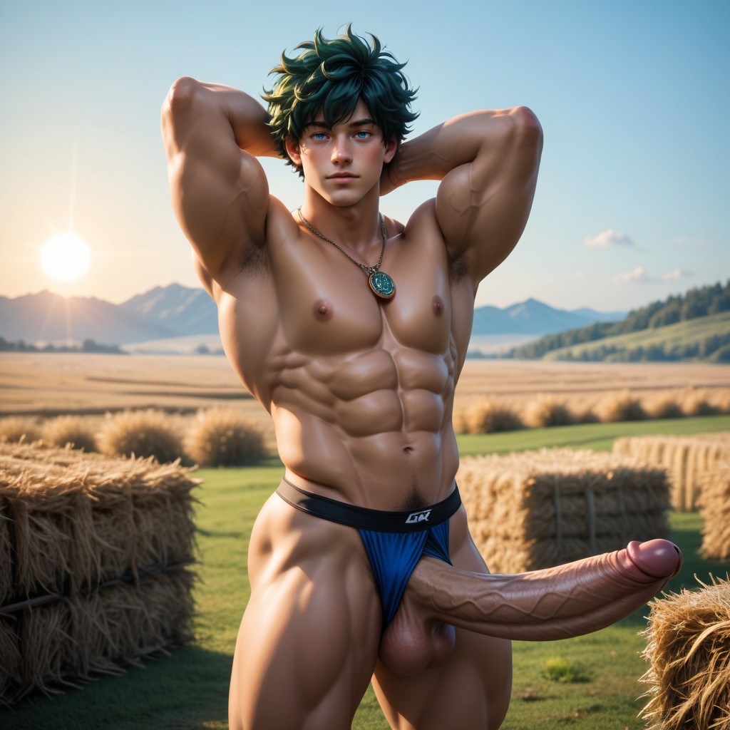 Thick Pecs, Huge Cock, Messy Hair AI Gay Porn
