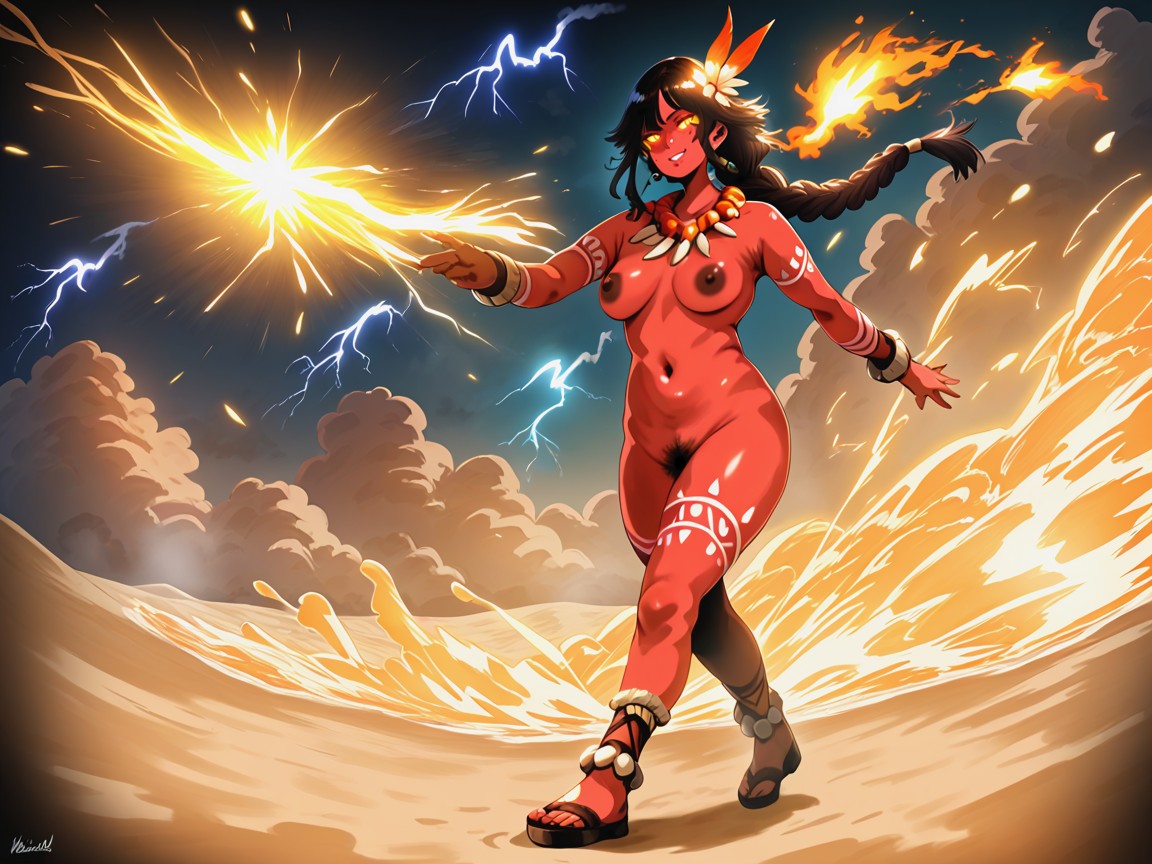 Strong Thighs, Vibrant Saturated Colors, Thunderstorms Hentai AI Porn
