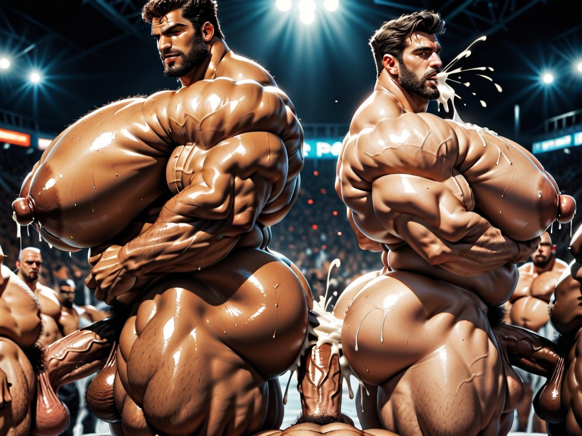 Many Huge Cocks In Mouth And Hyper Massive Ass, Both Boobs Getting Sucked Hard, Massive Thick Bulky Hairy Muscles AI Gay Porn