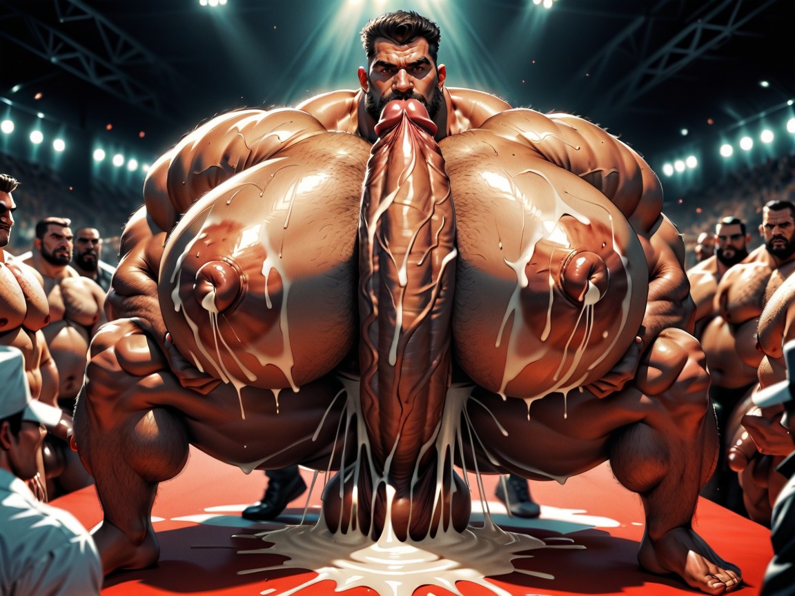 Hands Spread Ass Very Far Apart, Impossibly Long Hyper Penis, Oiled Skin AI Gay Porn
