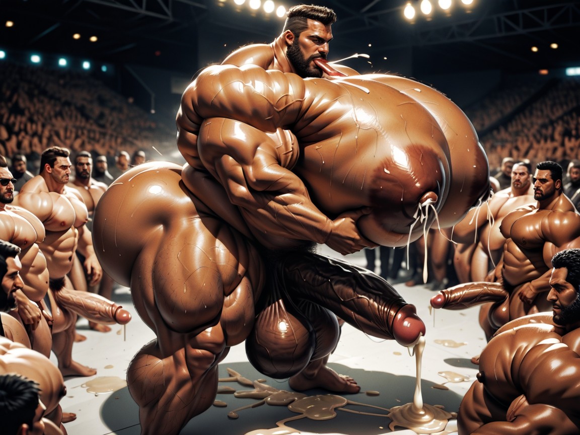 Both Boobs Getting Sucked Hard, Bearded, Many Gay Transmen AI Gay Porn