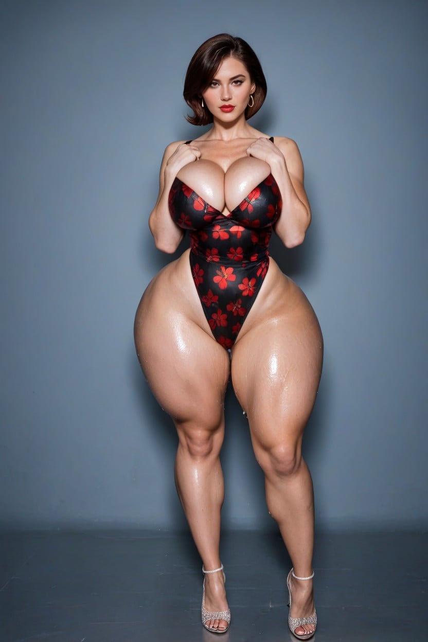 Looking At Viewer, Thick Thighs, Extra Thick AI Porn