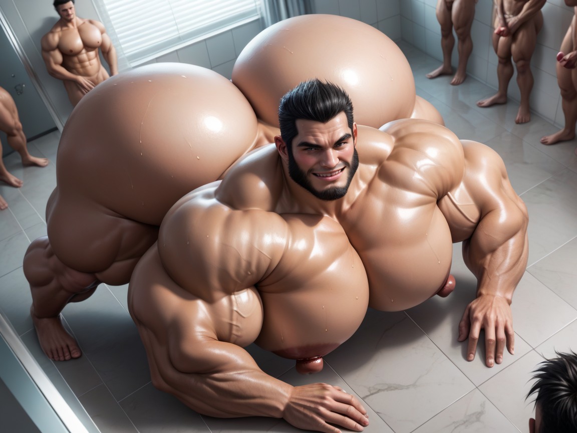 Men Only, Hyper Bulky, Oiled Skin AI Porn
